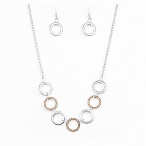 Paparazzi Necklace + Earring Set - Brown Topaz - Silver